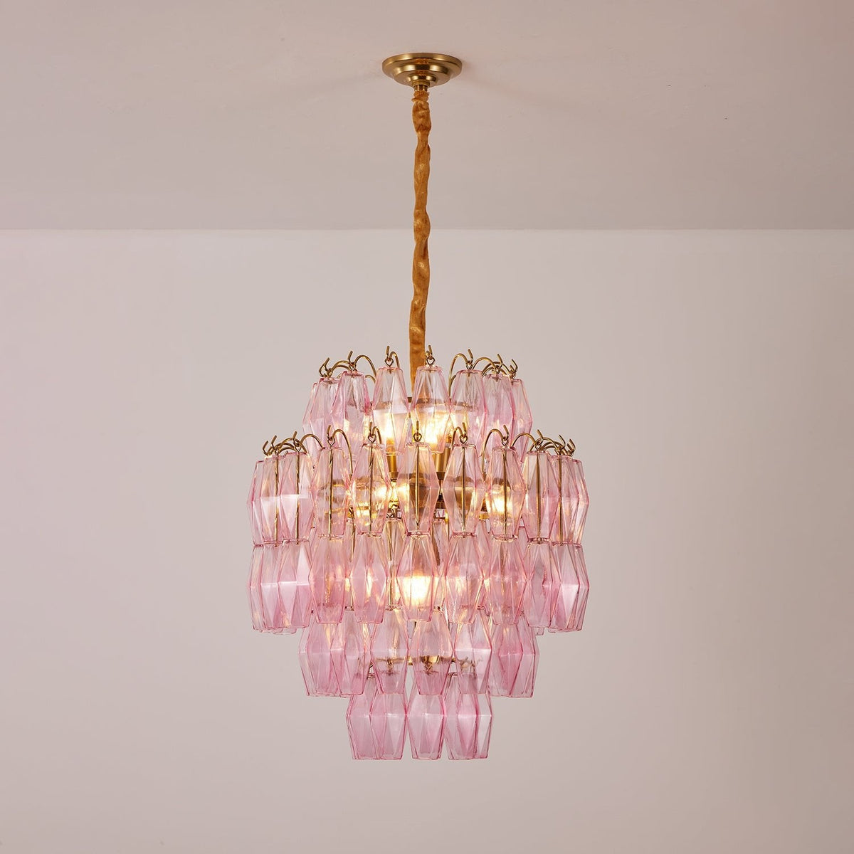 Pink Murano Glass Prism Chandelier