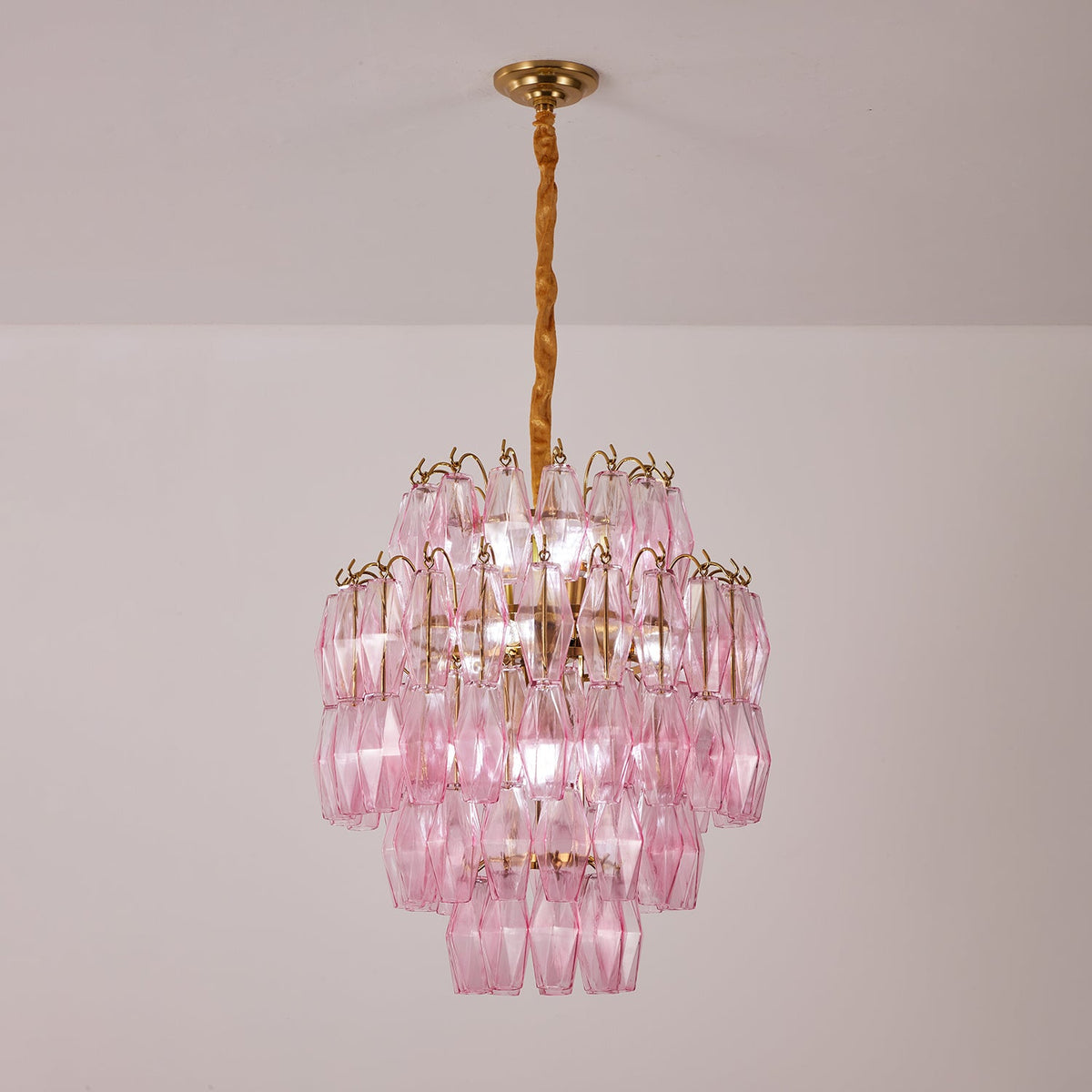 Pink Murano Glass Prism Chandelier