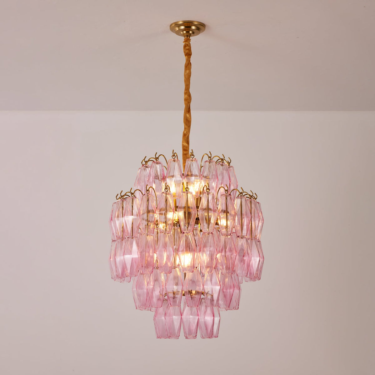 Pink Murano Glass Prism Chandelier