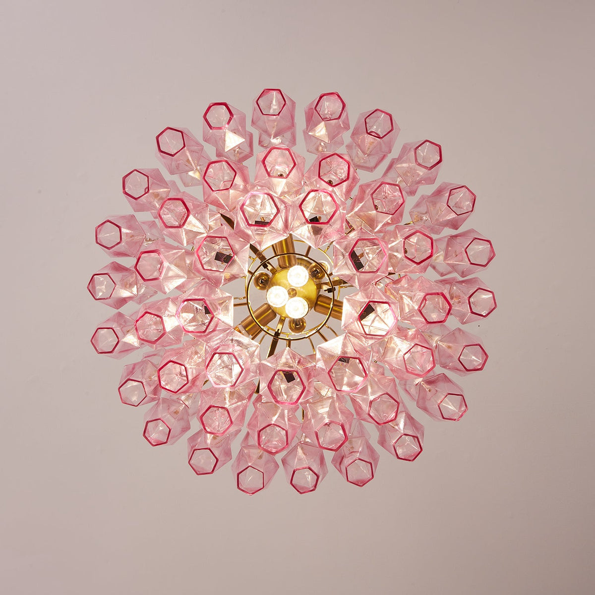 Pink Murano Glass Prism Chandelier