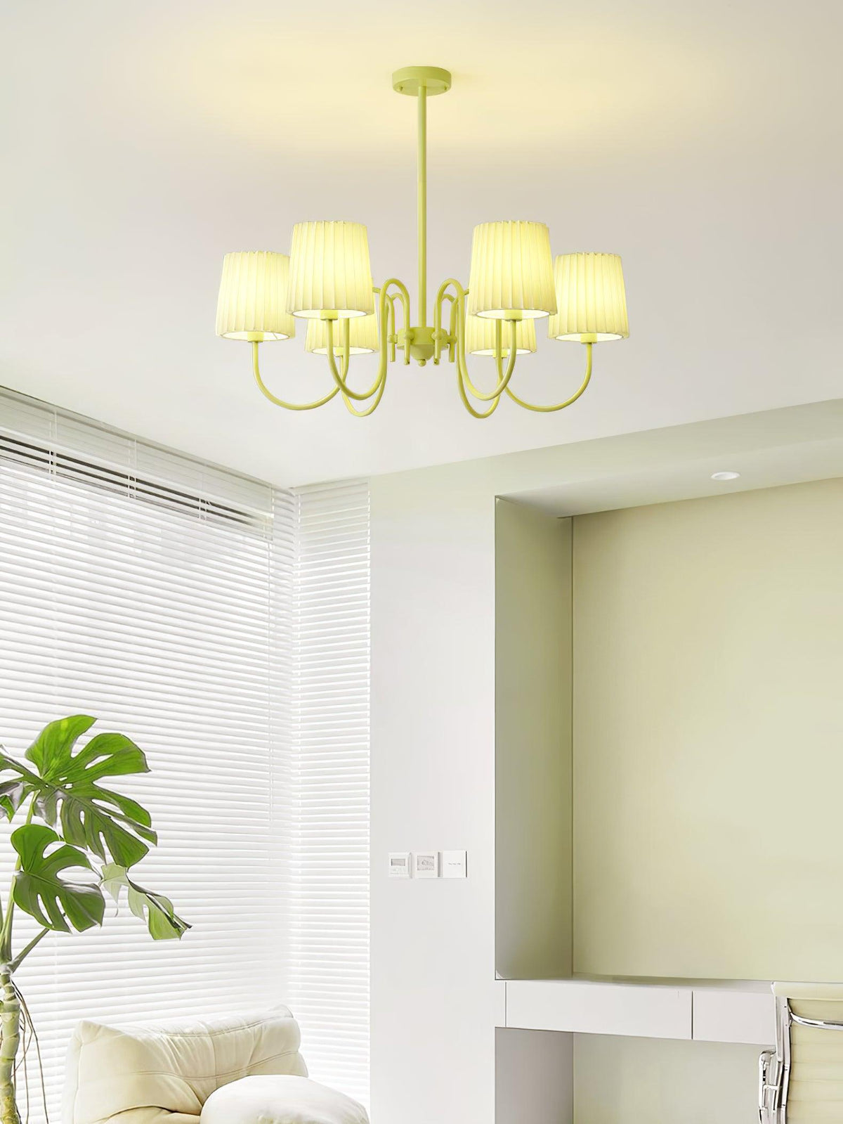 Pleated Fabric Matcha Chandelier