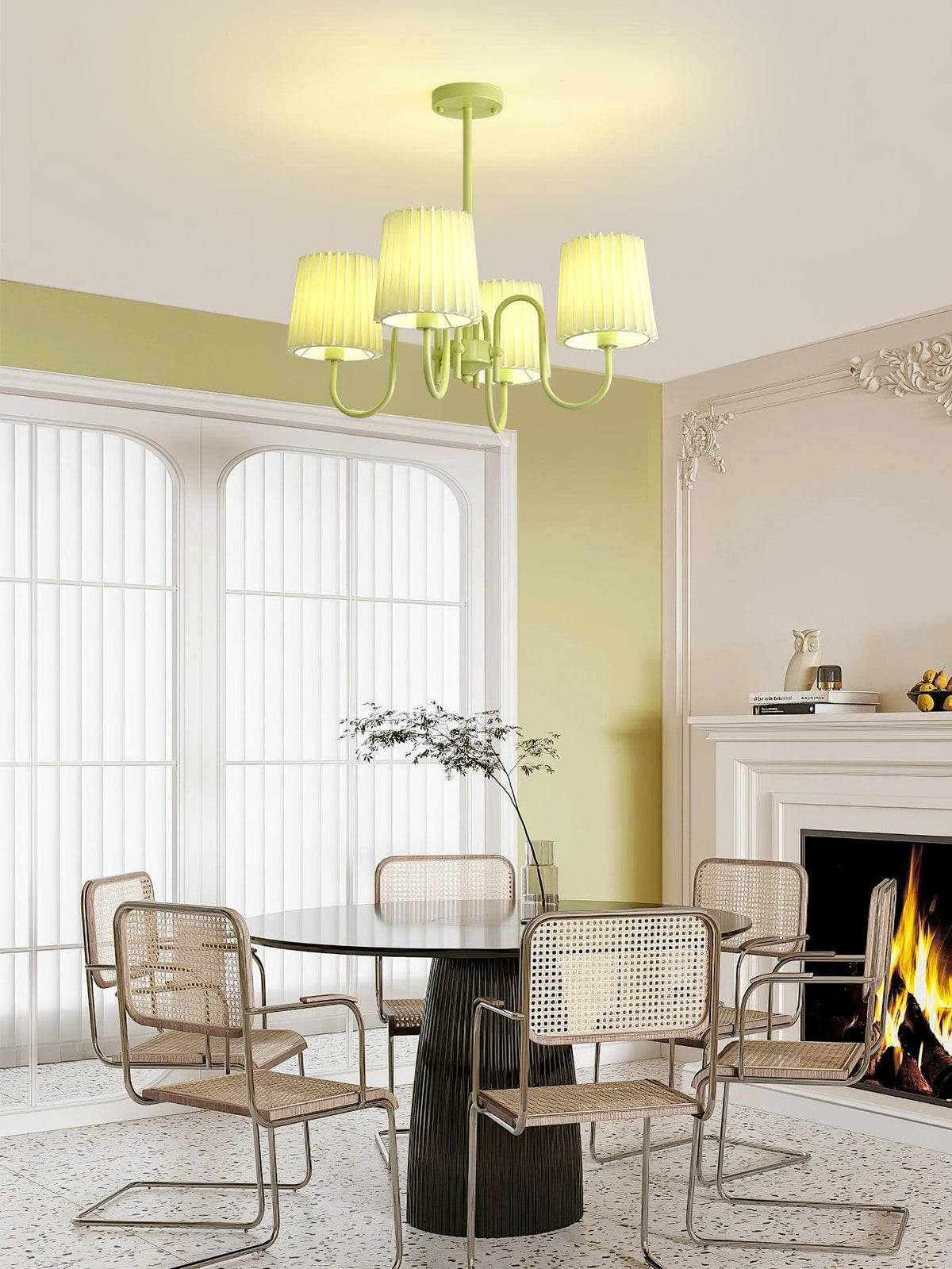 Pleated Fabric Matcha Chandelier