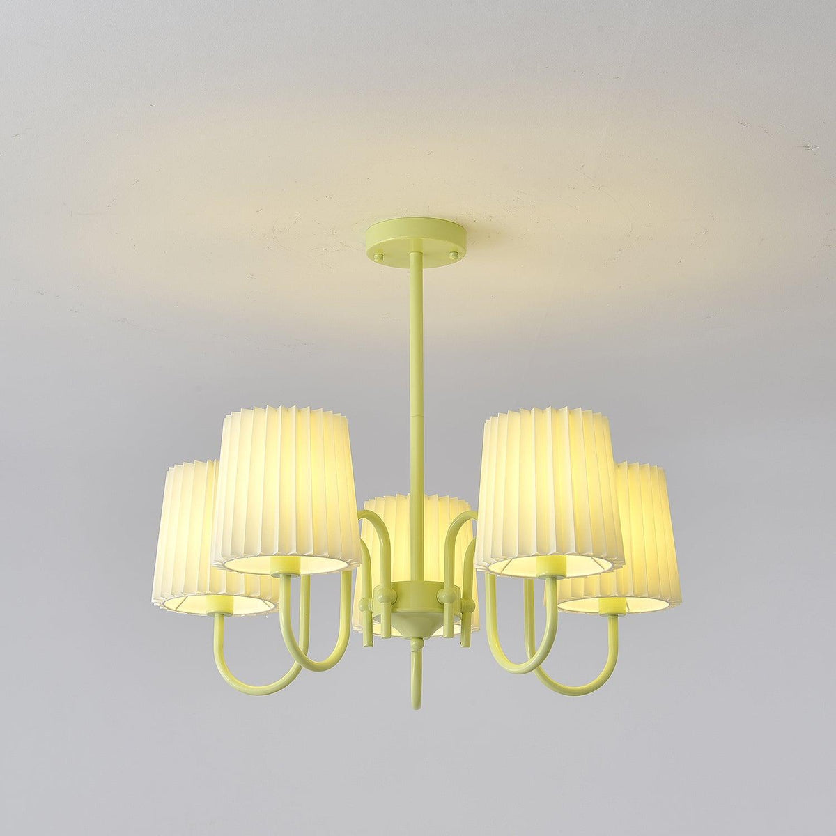 Pleated Fabric Matcha Chandelier