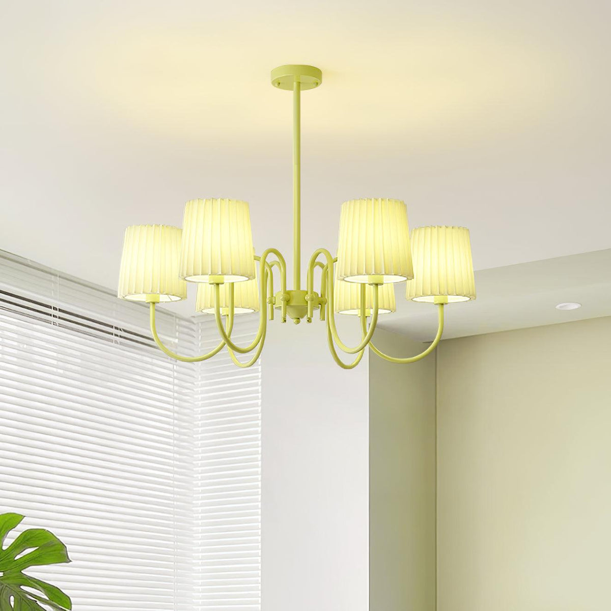 Pleated Fabric Matcha Chandelier