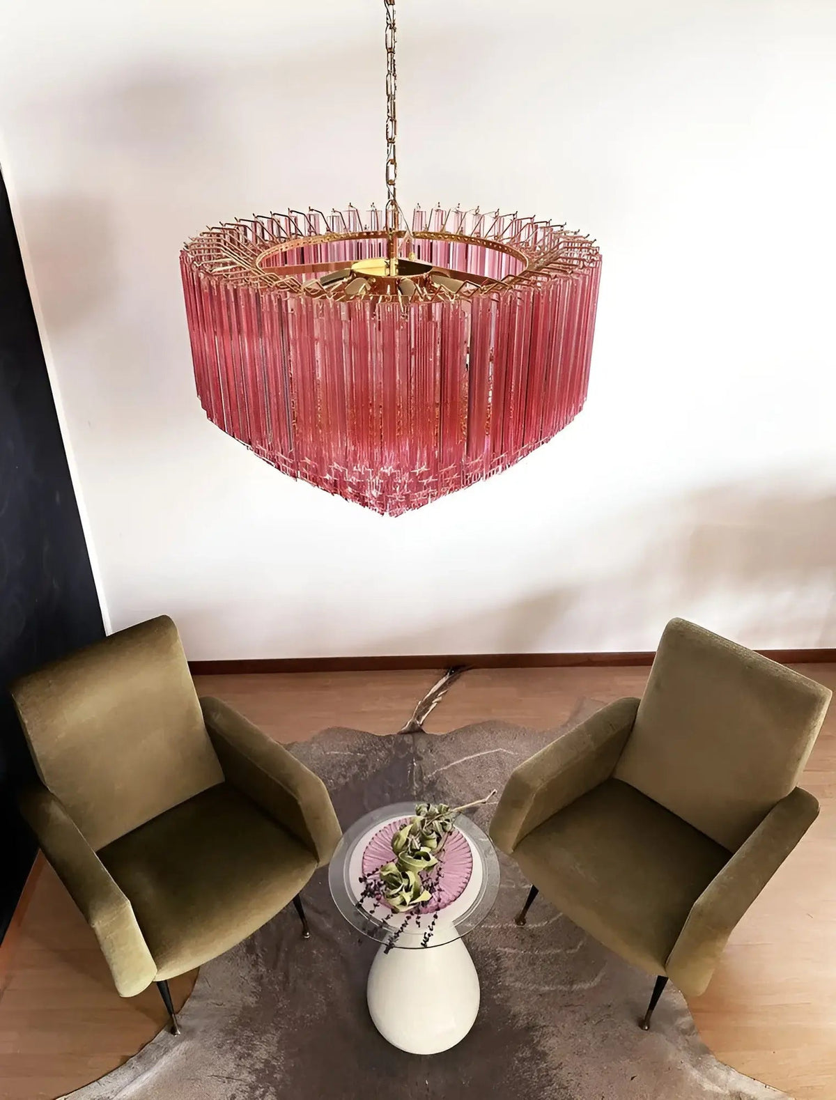 Prism Murano Pink Glass Chandelier