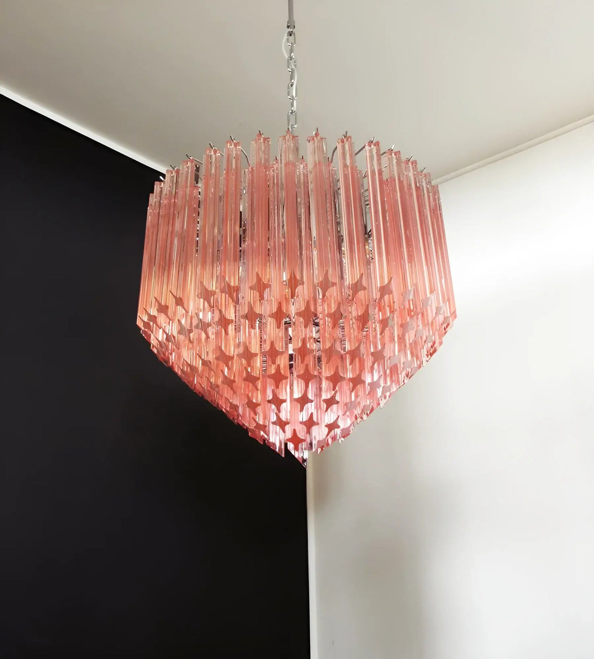 Prism Murano Pink Glass Chandelier