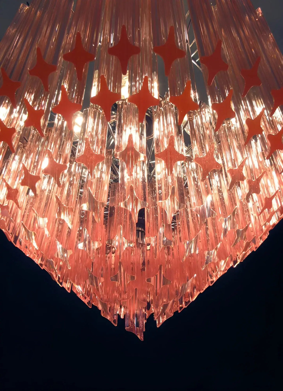 Prism Murano Pink Glass Chandelier