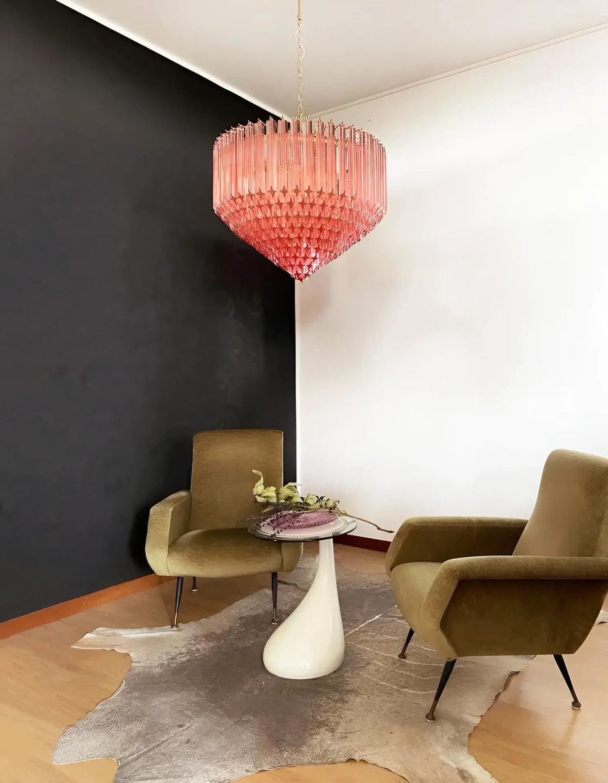 Prism Murano Pink Glass Chandelier