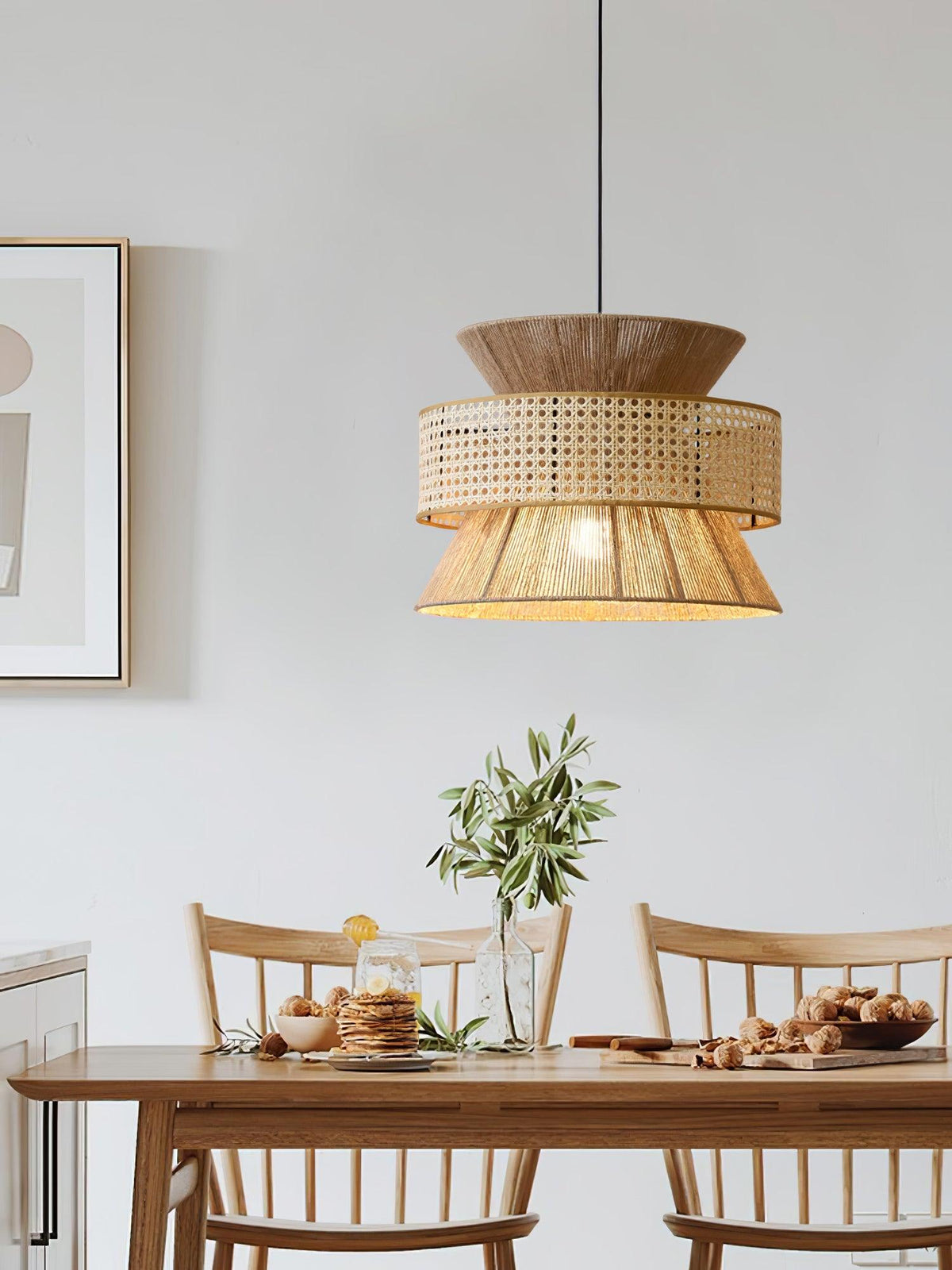 Rattan Bamboo Pendant Lamp 15.7"