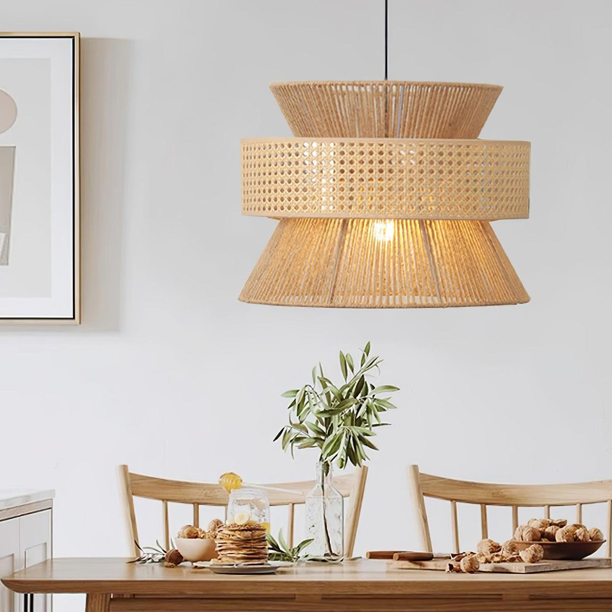 Rattan Bamboo Pendant Lamp 15.7"