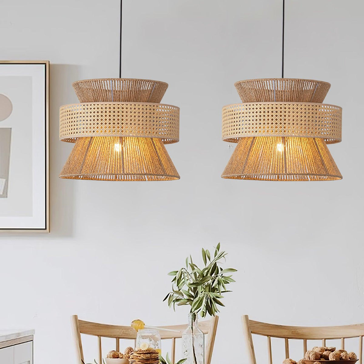 Rattan Bamboo Pendant Lamp 15.7"