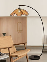 Rattan Bloom Arc Floor Lamp