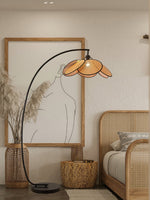 Rattan Bloom Arc Floor Lamp