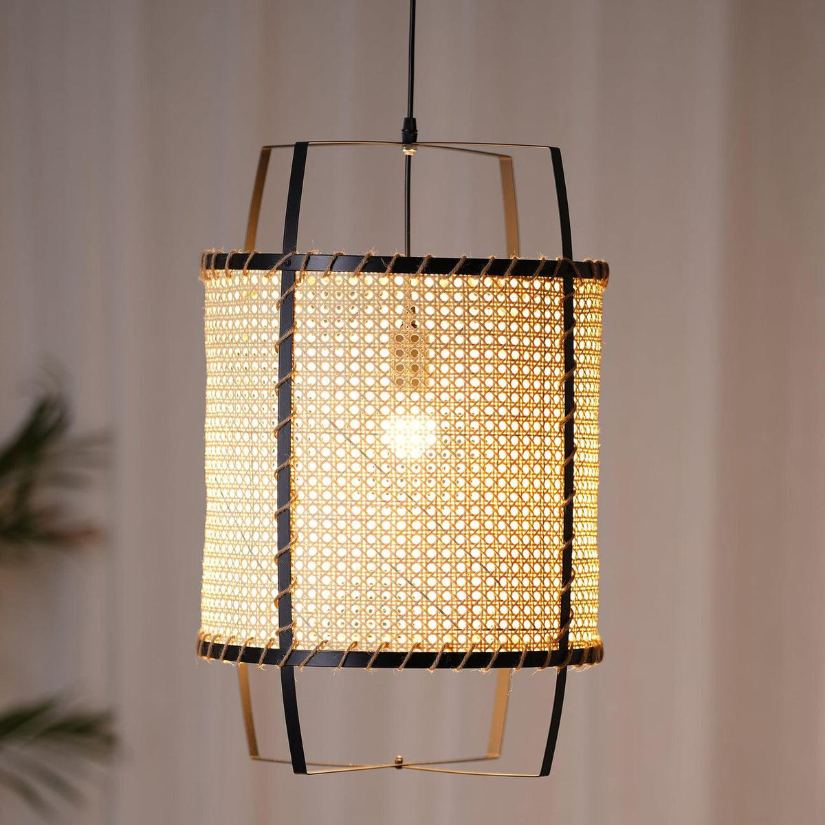 Rattan Cane Pendant Light 15.7"