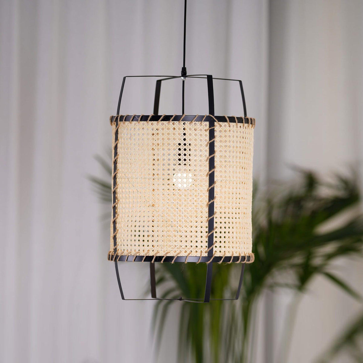 Rattan Cane Pendant Light 15.7"