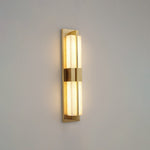 Rectangular Alabaster Brass Wall Sconce