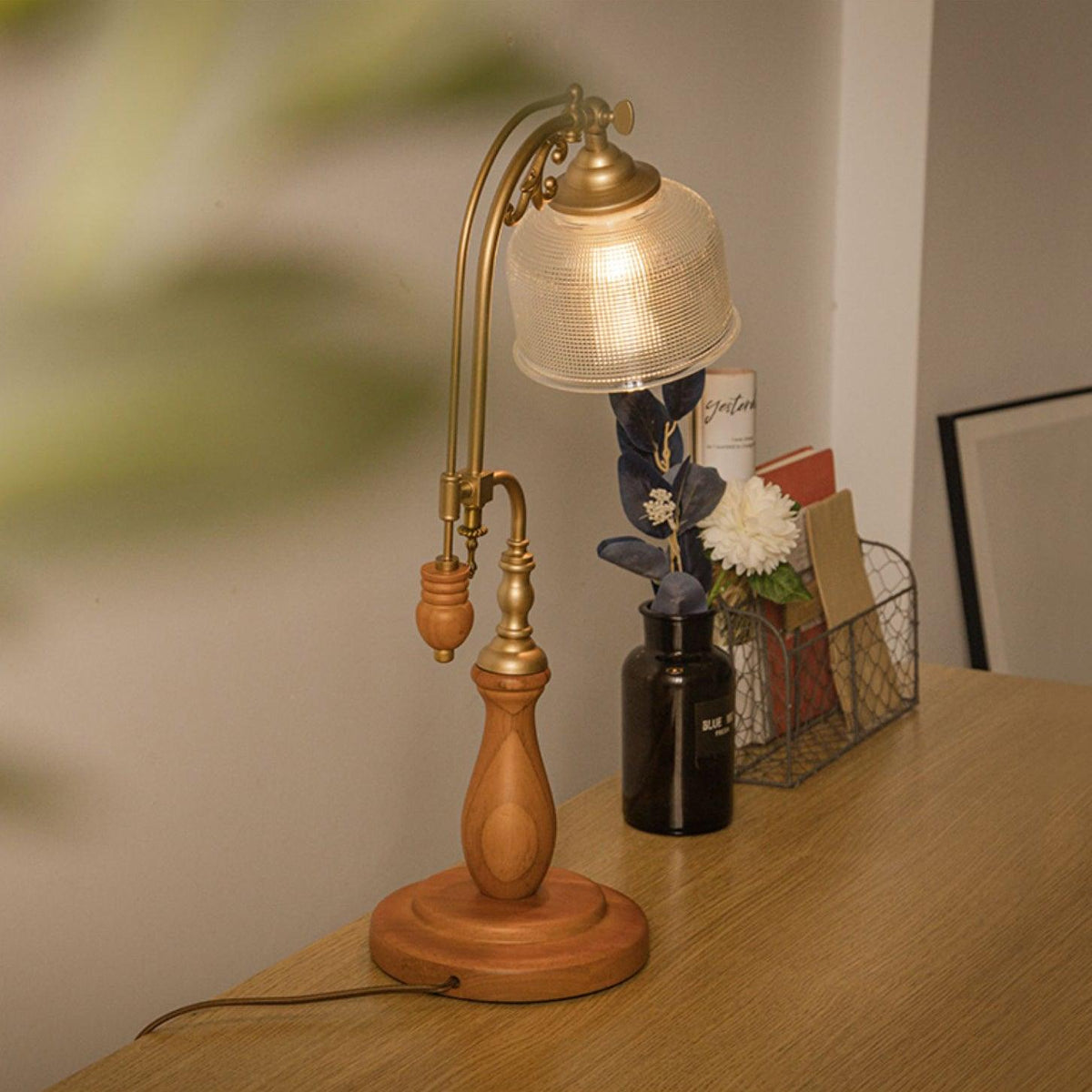 Retro Glass Gooseneck Table Lamp 5.5"