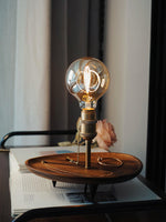Retro Solid Wood Tray Table Lamp