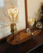 Retro Solid Wood Tray Table Lamp