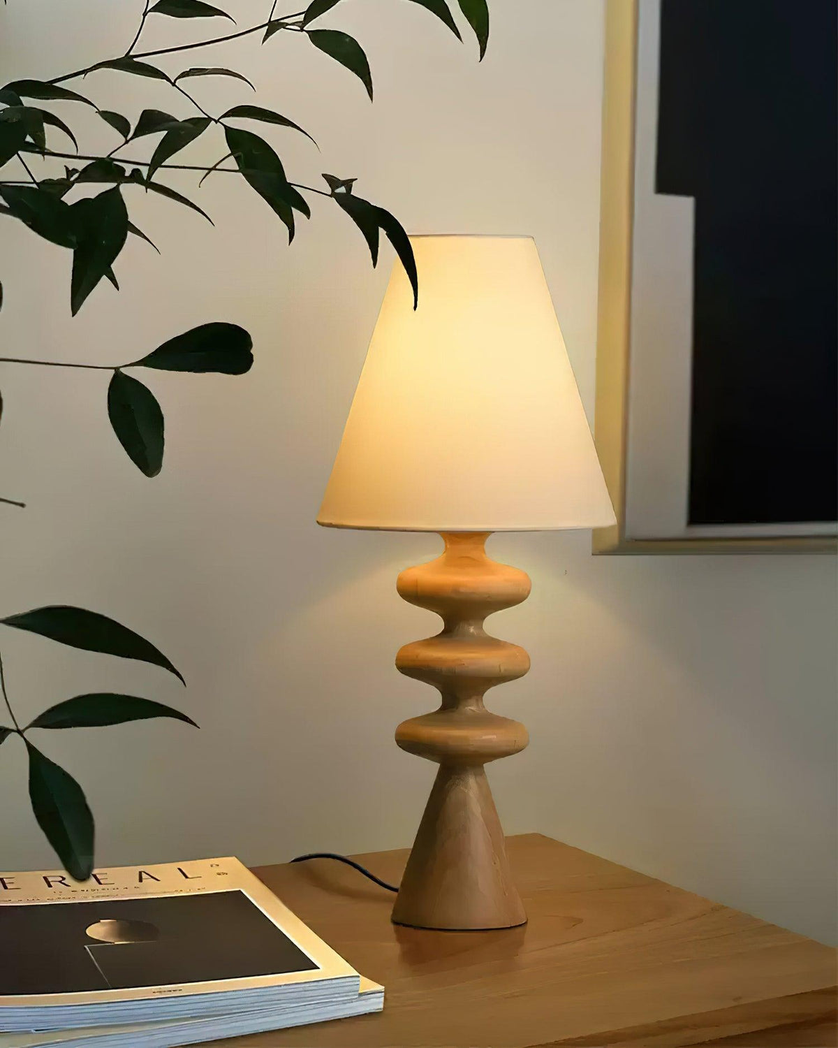 Ripple Wood Table Lamp 8.7"