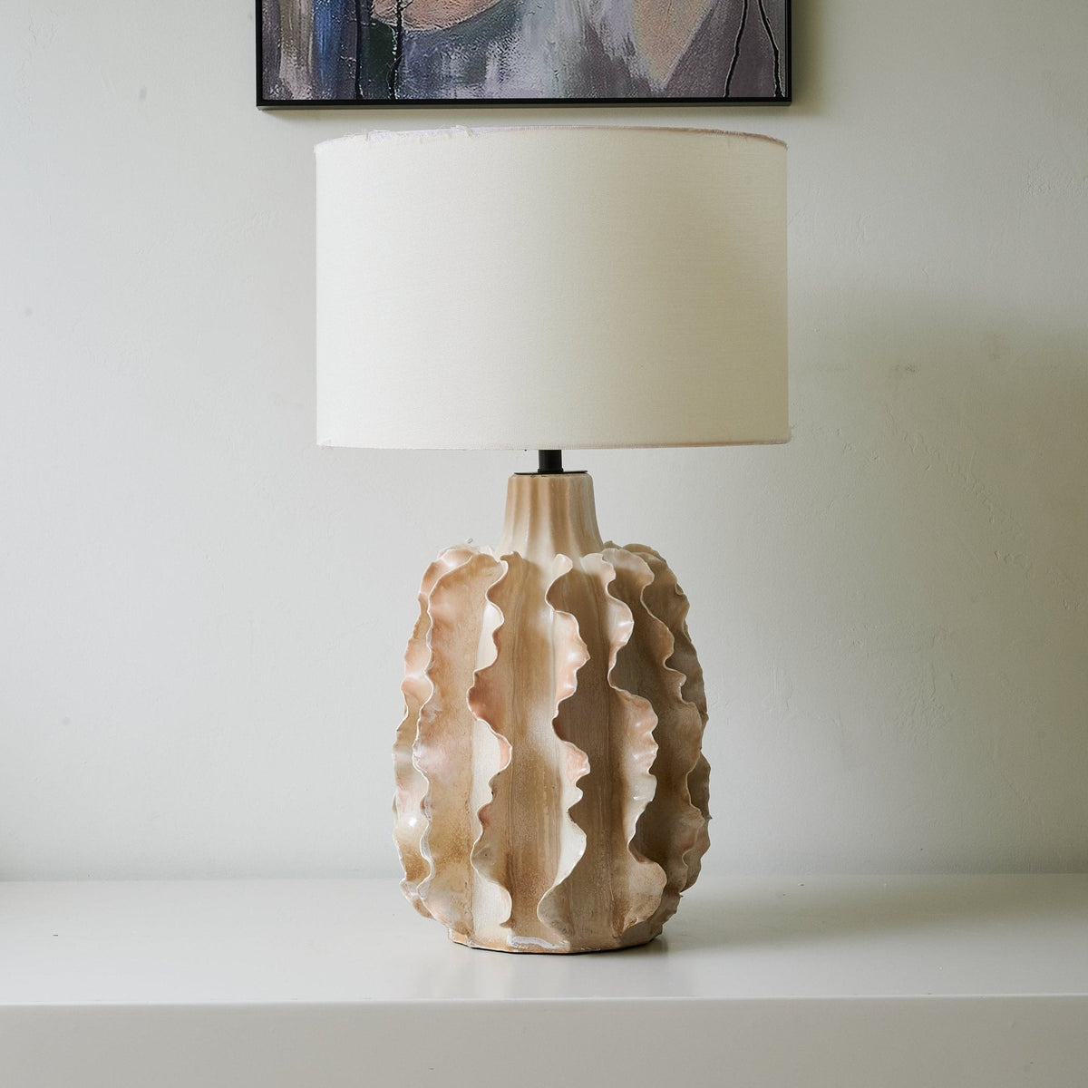 Rippled Clay Table Lamp