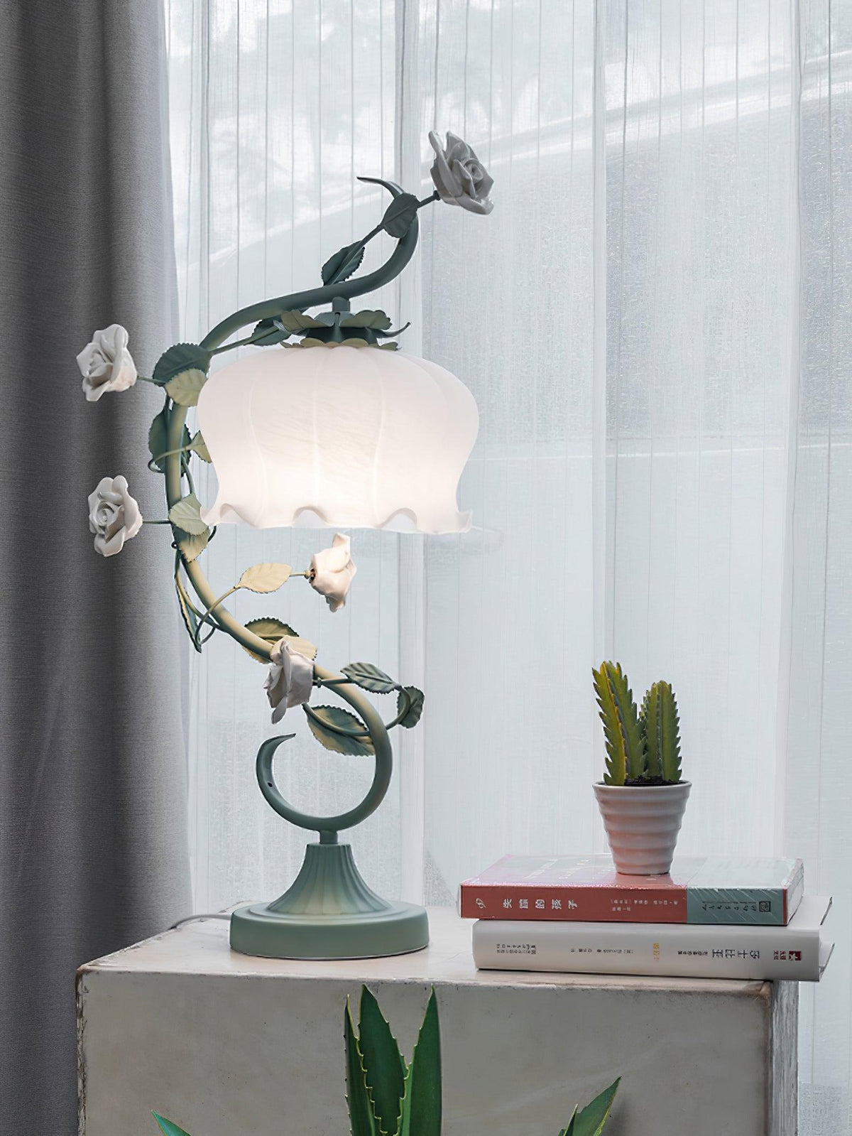 Rose Glass Gooseneck Table Lamp 12.2"