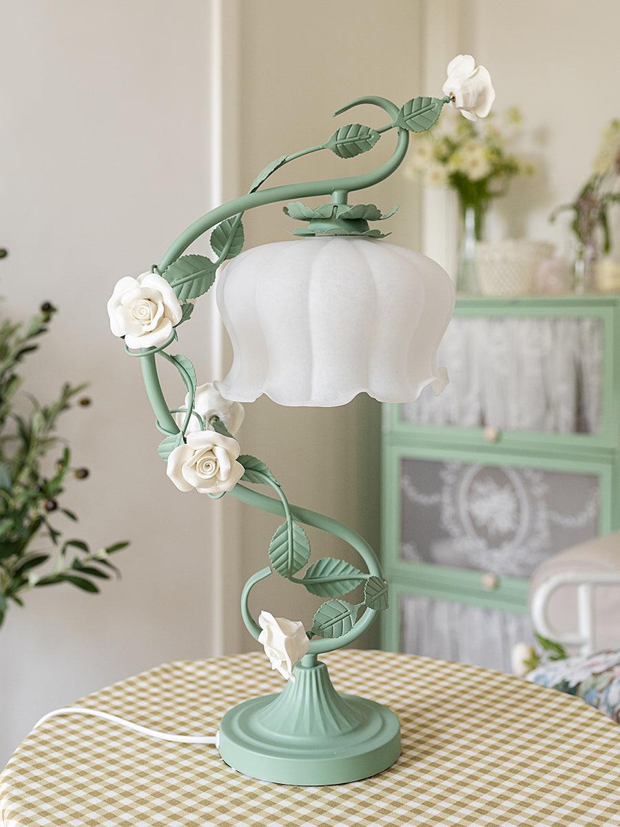 Rose Glass Gooseneck Table Lamp 12.2"