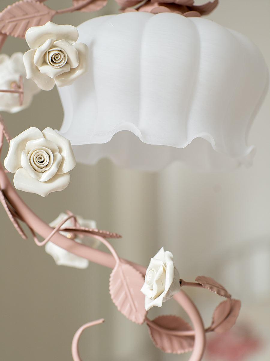 Rose Glass Gooseneck Table Lamp 12.2"