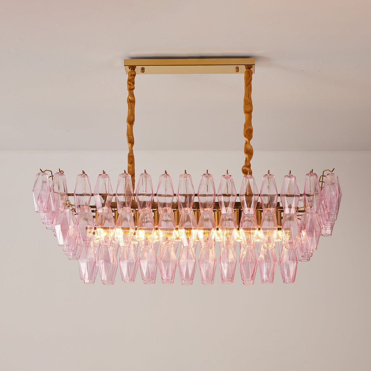 Rose Prism Glass Chandelier