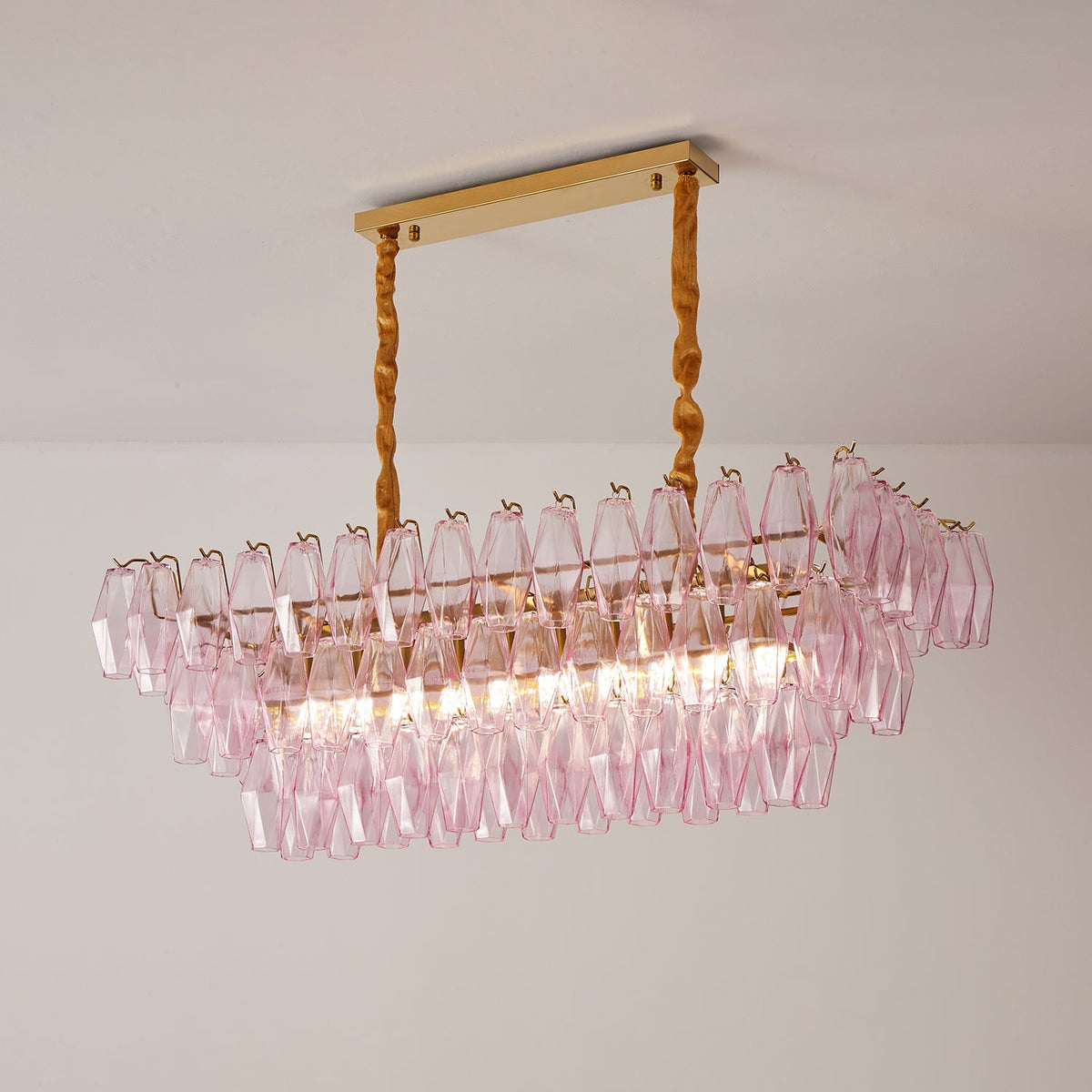 Rose Prism Glass Chandelier