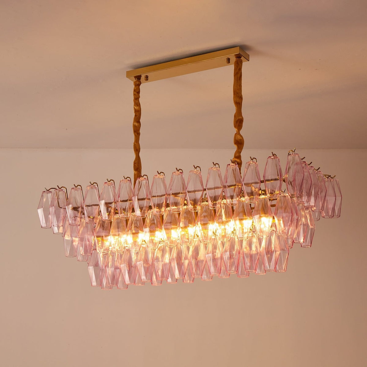 Rose Prism Glass Chandelier