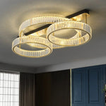 Gold Crystal Copper Ceiling Lamps LED Modern Home Room Decor Lighting