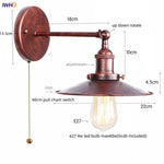 Loft LED Wall Lamp Gold Pull Chain Switch Industrial Luminaire