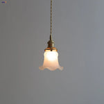 White Glass LED Pendant Lamp Copper Hanging Light Nordic Modern