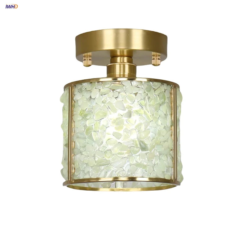 Copper Canopy LED Ceiling Light Glass Crystal Nordic Modern Decor for Home