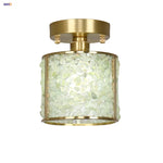 Copper Canopy LED Ceiling Light Glass Crystal Nordic Modern Decor for Home