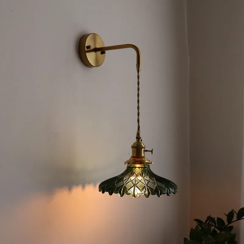 LED Wall Lamp Glass Copper Arandelas Para Parede Retro Style for Living Room