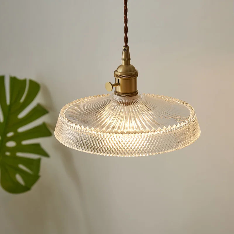 Copper Glass Chandelier LED Pendant Light for Living Room Dining Bar Kitchen