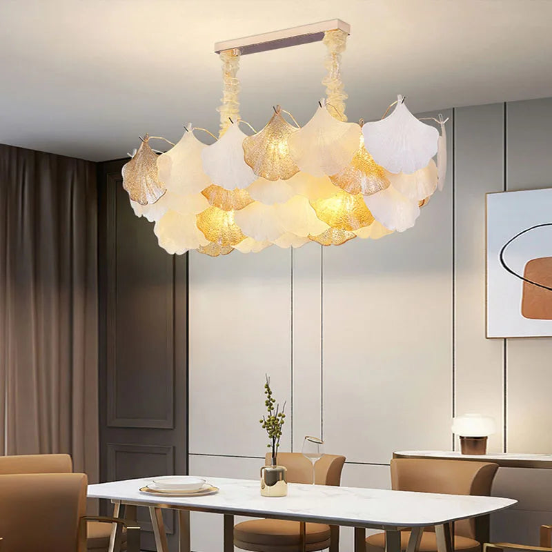 Ginkgo Gold LED Chandelier Fixture for Living Room