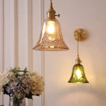 Modern Green Glass LED Pendant Lamp - Adjustable Wire, Copper Finish