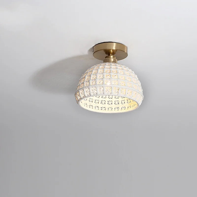 Ceramic LED Ceiling Lights: Modern Hollow Design for Living Room, Aisle, Balcony