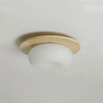 Wabi Sabi LED Ceiling Light Fixture Yellow Travertine White PE Round Lampshade