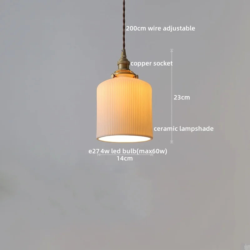 Copper Glass LED Pendant Lamp for Dining Living Room Bedroom Bar Nordic Style Hnaging Light