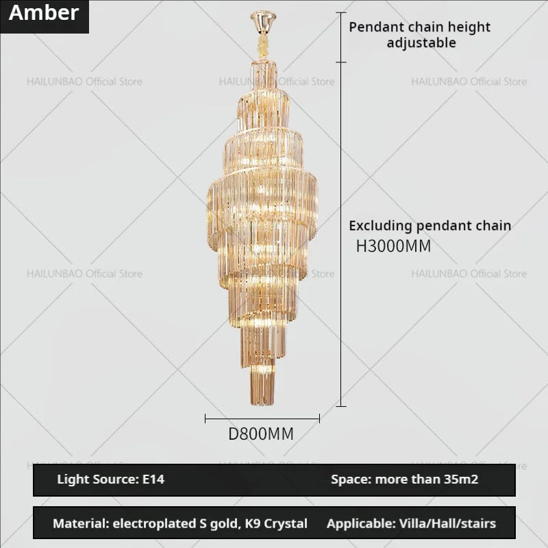 Crystal Chandelier for Penthouse Villa Living Room - Modern Light Luxury Design