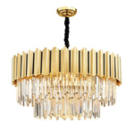 Gold Crystal LED Chandelier: Modern Luxe Lighting Fixture for Home Decor