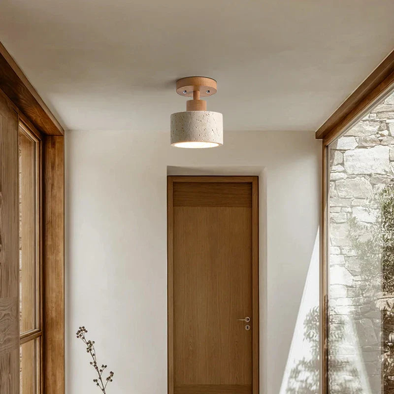 Yellow Travertine Stone LED Ceiling Light for Modern Nordic Ambiance