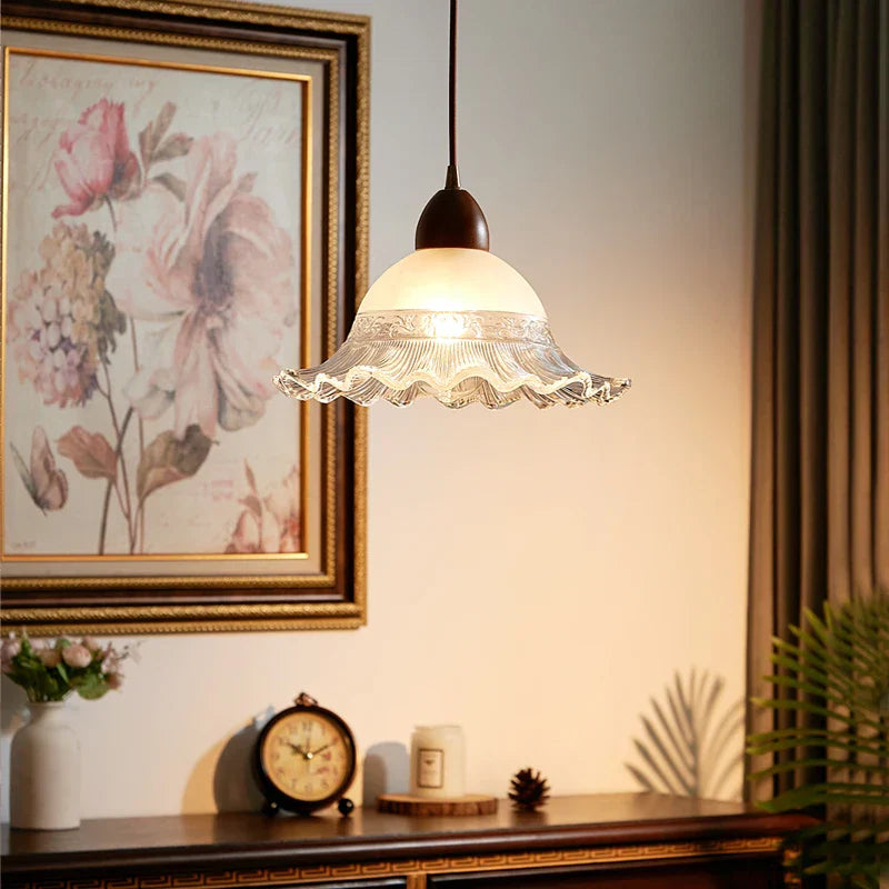 Glass Wood LED Pendant Lights: Modern Nordic Style Hanging Lamp for Bedroom and Balcony