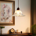 Glass Wood LED Pendant Lights: Modern Nordic Style Hanging Lamp for Bedroom and Balcony