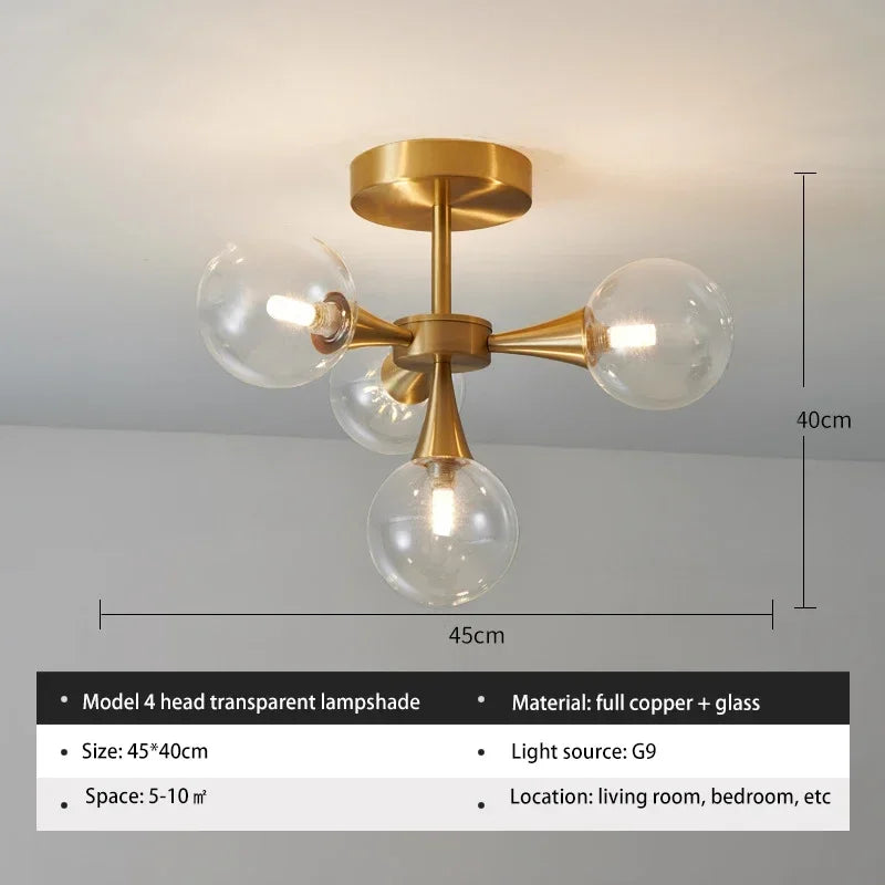Glass Ball Chandelier Pendant Light Fixture for Living Dining Bedroom