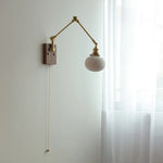 Ceramic LED Wall Light Rotatable Walnut Bedside Lamp